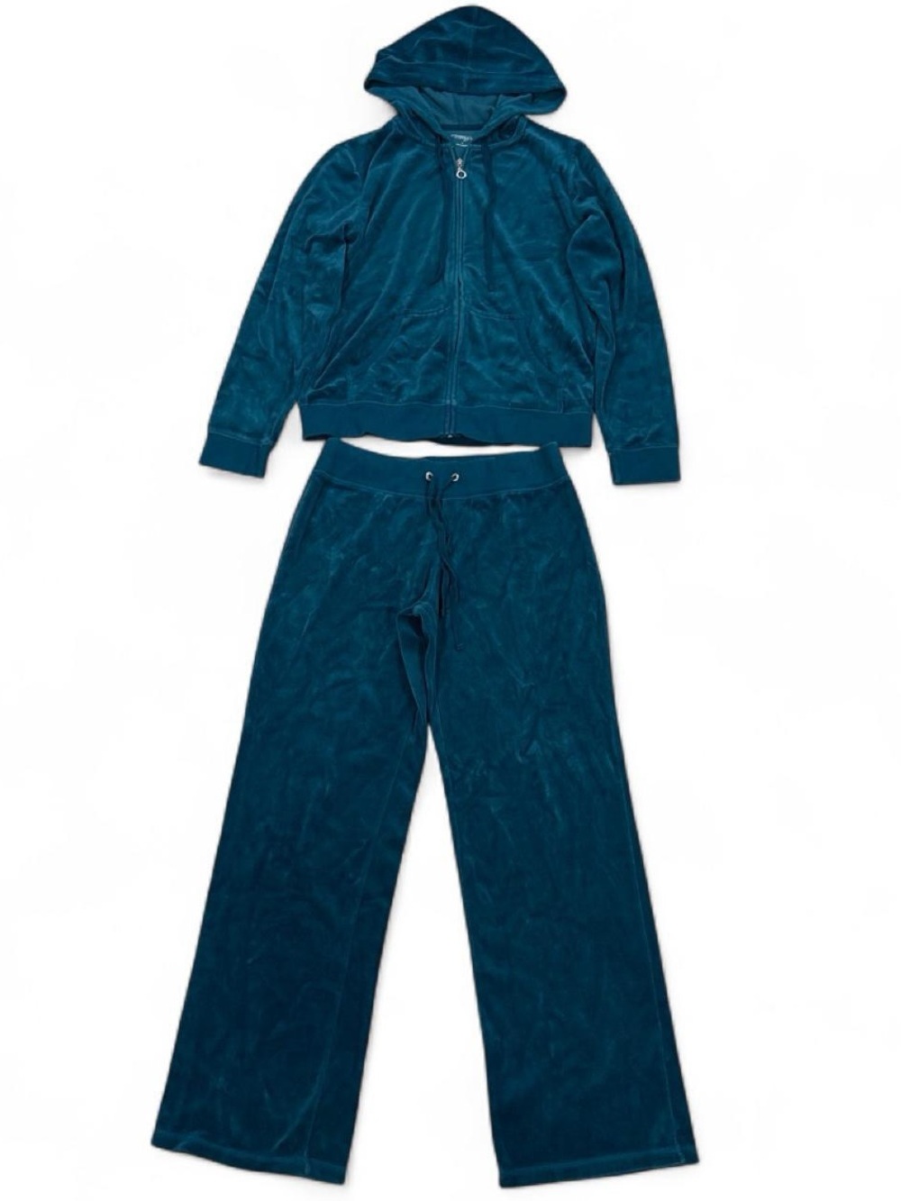 Y2K Vintage teal velour tracksuit with rhinestone detail